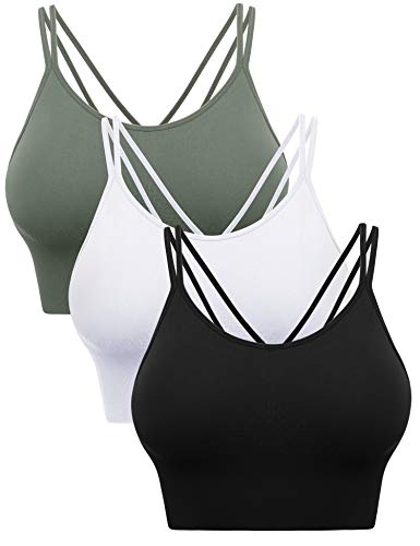 Sykooria 1-3 Pack Padded Sports Bra for Women Workout Tops Strappy Crisscross Open Back for Yoga Running Athletic Gym