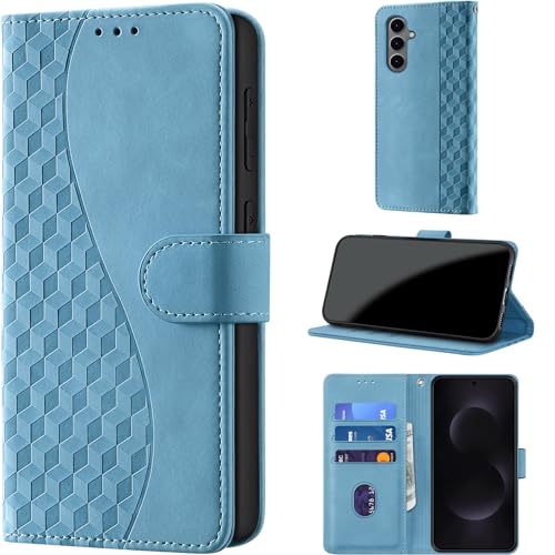 Image of Flip Wallet Case for Samsung Galaxy S25 FE PU Leather Light Blue | RFID Blocking 3 Card Slots, Built-in Kickstand, Shockproof Protective Flip Phone Cover for Samsung S25 FE
