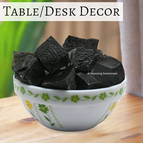 Image of Amazing Gemstone Black Agate Raw Crystals and Healing Stones, Natural Rocks for Tumbling - DIY Raw Stones and Crystals, 2 Pieces