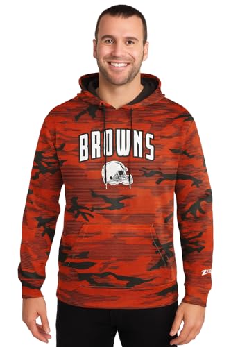 Zubaz NFL Men's All-Over Team Color Camo Lines Hoodie - Cleveland Browns, 4X-Large