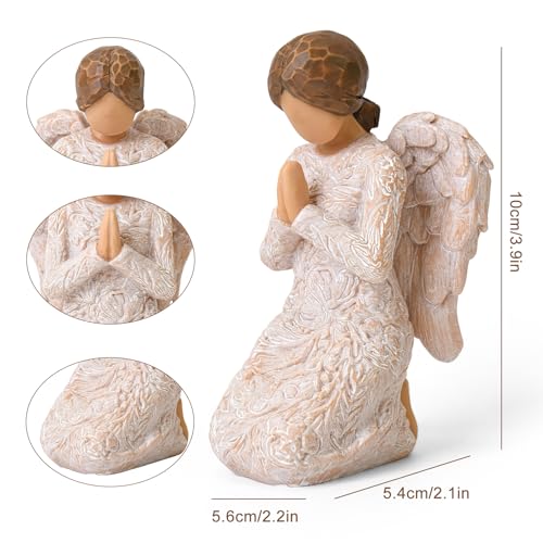 Image of Praying Angel Figurines, Baptism Gift for Girls, Hand-Painted Resin Statue