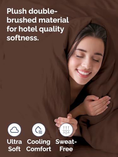 Image of Duvet Cover Super King Size - Soft 3 Piece with Zipper Closure - Brown