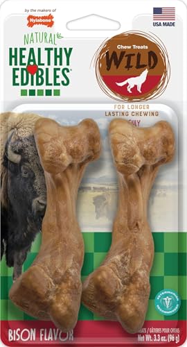 Nylabone Healthy Edibles Wild Dog Treats, Bison Flavor, Medium, 2 Count