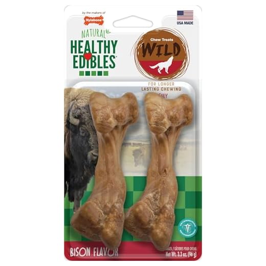 Nylabone Healthy Edibles Wild Dog Treats, Bison Flavor, Medium, 2 Count