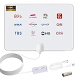 Grithope 室内アンテナ 5M同軸【2026 高感度信号アンプ内蔵】 地デジ テレビアンテナ・HDTV対応 4K/1080p｜360°全方位受信・受信距離約600KM｜フラットデザイン・高性能 USB給電式｜VHF/UHF対応 全チャンネル無料視聴｜簡単設置 日本語説明書付き（ホワイト） image