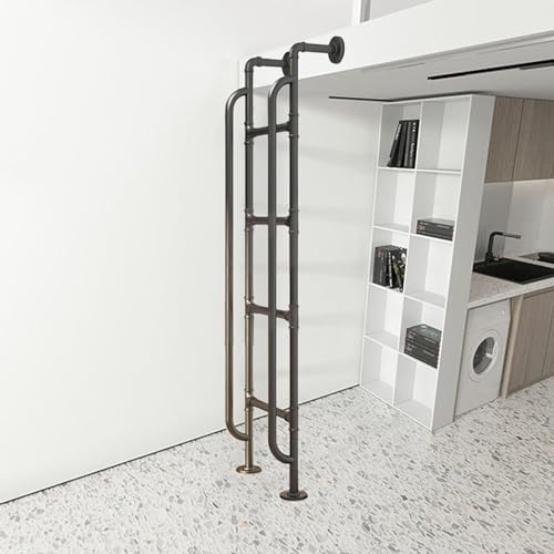 Heavy Duty Loft Ladder 77 Inch with Handrails, Anti-Slip Foam Padding, Attic Steps & Bunk Bed Access, Ideal for 50-80 Inch Tall Spaces (Black, 6.4ft/196cm)