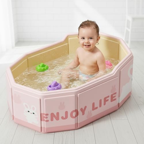 Baignoire pour bébé pliable gain de place avec bouchon de vidange intégré - 4