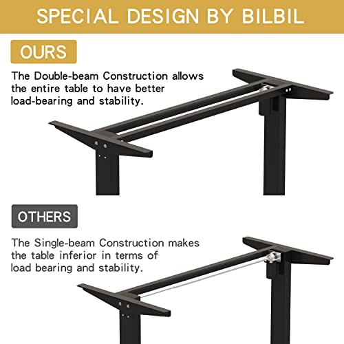 Jceet Adjustable Height L-Shaped 59 Inch Electric Standing Desk - Sit Stand Computer Desk With 3 Splice Board, Lockable Casters, Stand Up Desk Table For Home Office, Black Frame And Rustic Brown Top #TOP4