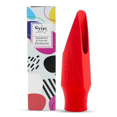 Syos Tenor Saxophone Mouthpiece Spark Model, 7 Tip Opening, Carmine Red - Bright Sound, Powerful...