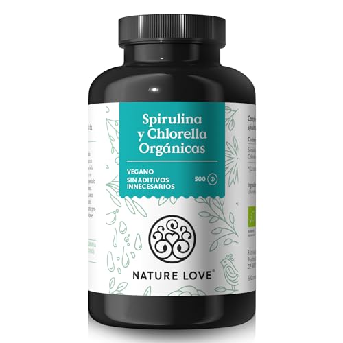 NATURE LOVE® Spirulina y Chlorella Orgánicas - Spirulina y chlorella 3000mg cada una por dosis...
