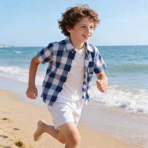 Image of SANGTREE 3 Piece Boy Outfits Short Sleeve Shirt and Shorts Set Beach Vacation Summer Clothes, 3 Months - 9 Years