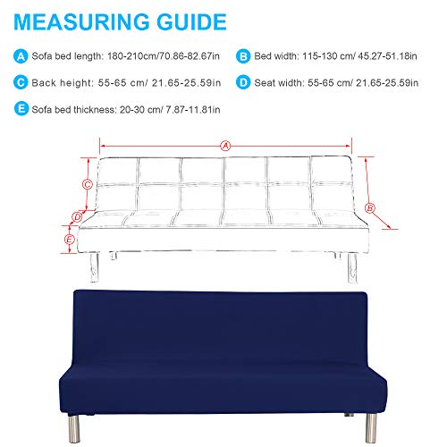 Mifxin Armless Sofa Bed Cover Stretch Futon Slipcover 3 Seat Full Folding Sofa Couch Futon Non-Armrest Furniture Protector With Elastic Bottom (Solid Navy) #TOP4