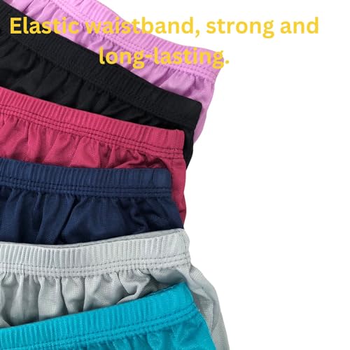 Pack 6 Waist 23-36 " (L) Vintage Womens Nylon Panties full cut briefs plus size Glossy shiny Granny Men Womens Ladies Nylon Brief Underwear Hips 29-36 " High Waist Dries quickly Ramdom Color2