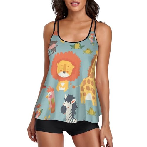 Tankini robe de plage lion et girafe pour vos journées ensoleillées et vacances d'été