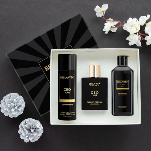 Image of Bella Vita Luxury Black Edition Gift Set with CEO Man EDP Perfume 100ml, Body Parfum Deodorant 150ml & Refreshing Shower Gel for Deep Cleansing, 250ml
