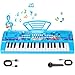 Upgraded 37 Keys Kids Piano Keyboard with Microphone Music Stand – Portable Musical Toys for Toddlers Ages 3 4 5 6 Boys Girls Birthday Gift - Blue
