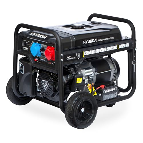 HYUNDAI Benzin Stromgenerator HY8500LEK-T, Stromerzeuger mit 230V & 400V, max. Leistung...