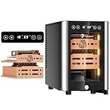 LIHTUN 16L Electric Cigar Humidor Cabinet with Light for 100 Cigars, Thermoelectric Cooling, Adjustable Temp and Humidity, Digital Display, 2 Removable Cedar Shelves, Lock, Gift for Men (16L)
