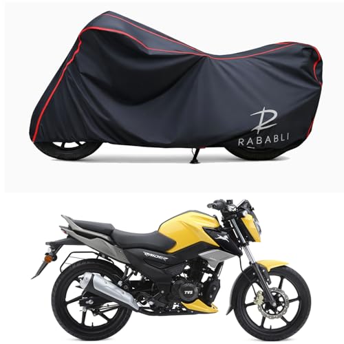 Image of Waterproof Bike Body Cover Compatible for | TVS Raider | Taffeta Fabric, Red Piping Design, Bottom Elastic Fit | Dustproof, Sun UV & Rain Protection for All Bikes
