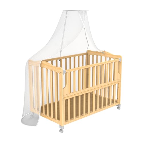 Image of autoru Wooden Multi-Functional Baby Cot C3 with Mosquito Net | Crib | Toddler Cot | Study Desk
