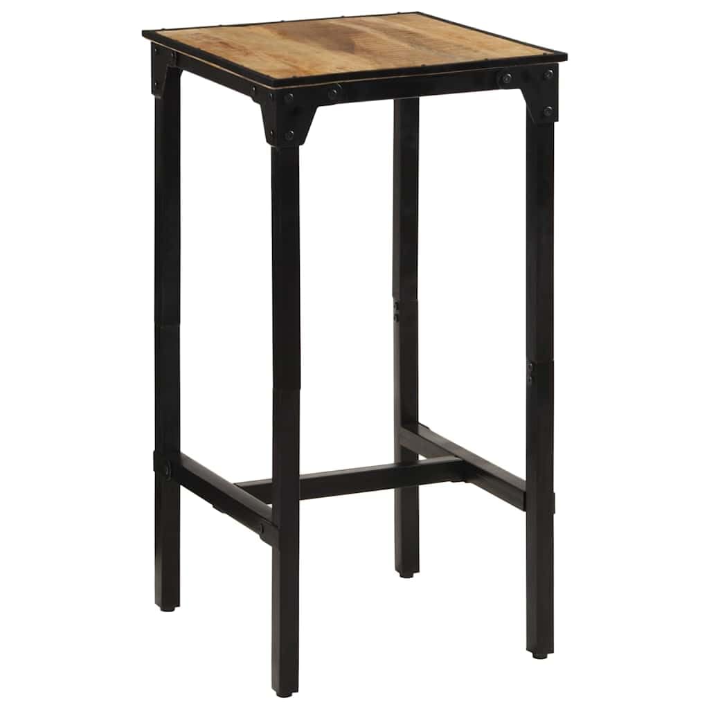 Table de bar stable anti-vacillement en bois véritable et métal noir pour repas assis debout