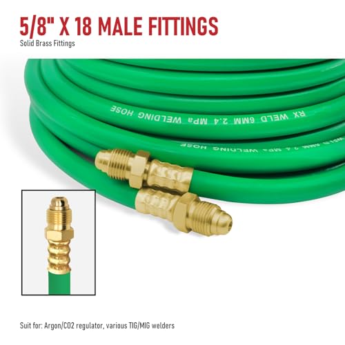 Image of RX WELD Inert Gas Welding Hose - Argon Flow Hose (Green, 5FT)