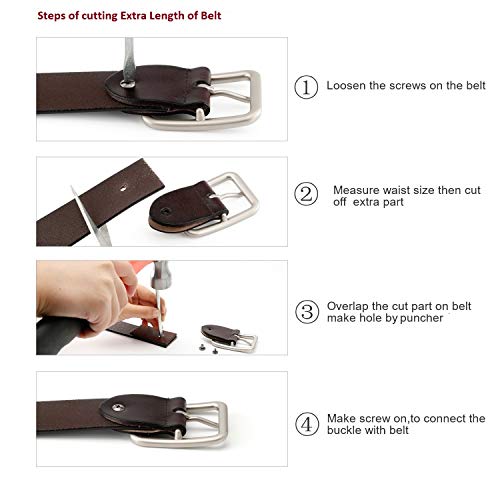 Image of Flyer Men's Leather Belt (Formal /Casual) (Colour -Brown /Black) Buckle Adjustable Size Genuine Original Leather (TAN510-B)