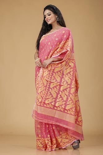 Image of OISHANI SAREE GHOR Women's Traditional Bengal Cotton Silk Soft Jamdani Saree - Beautiful design and Quality - Without Blouse Piece