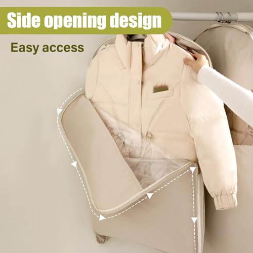 Intelligenck Garment Bags, 2025 Space Saving Hanging Garment Bag with Self Compression Zipper, Clothes Protectors for Hanging Clothes, Make the most of your closet space (Pink,M+XL)4