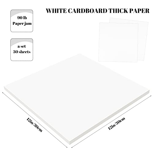 Wykoo 30 Sheets 12" X 12" White Cardstock Thick Paper, Heavyweight White Cardstock, Blank Thick Paper For Printing, 90Lb Cardstock #TOP1