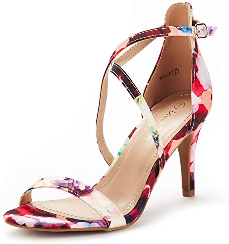 DREAM PAIRS Women's DOLCE Fashion Stilettos Open Toe Pump Heel Sandals,Size 7.5,Floral,DOLCE