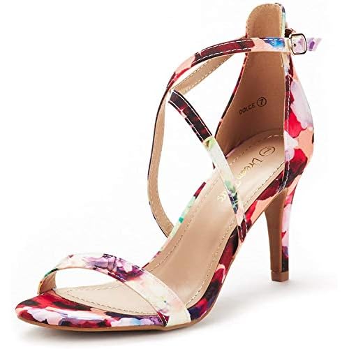 DREAM PAIRS Women's DOLCE Fashion Stilettos Open Toe Pump Heel Sandals 5.5 Floral