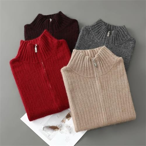 Men's Wool Blend Knit Cardigan Sweater Stand Collar Long Sleeve Solid Thick Fall Winter Outerwear2