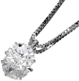 [Diamond-Luxy] ダイヤモンド ネックレス 一粒 0.7ct 6本爪 プラチナ Pt900 Hカラー I1 Very Goodカット 鑑定書付 保証書付