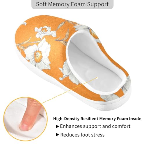 JUNZAN Safari Narcissus Orange Cotton Slippers for Men Washable Memory Foam Ladies Slippers for Bedroom Birthday Presents 6-72