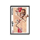 Sporticulture Framed Dominique Wilkins Team Court Caricature 14'x20' Wall Art Print - NBA Official Atlanta Hawks Team Poster for Boys Bedroom and Man Cave Decor for Hawks Fans