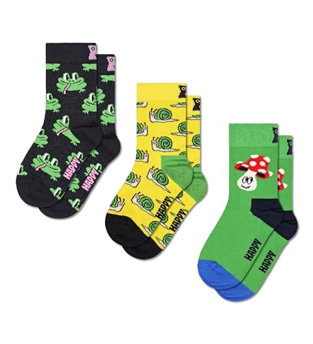 Happy Socks Kids 3-Pack Animal Mix Socks, bunte Socken aus Baumwolle für Kinder mit lustigen Motiven
