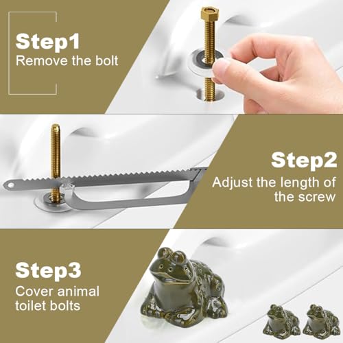 CREATCABIN 2 Stück Frosch Toilettenbodenbolzenkappen Harz Toilettenbolzenabdeckungen Dekorative Toilettenkappen Unterseite Toilettenschrauben Abdeckkappen Grüne Toilettenknopfabdeckungen 4.3x5.7x5.3cm