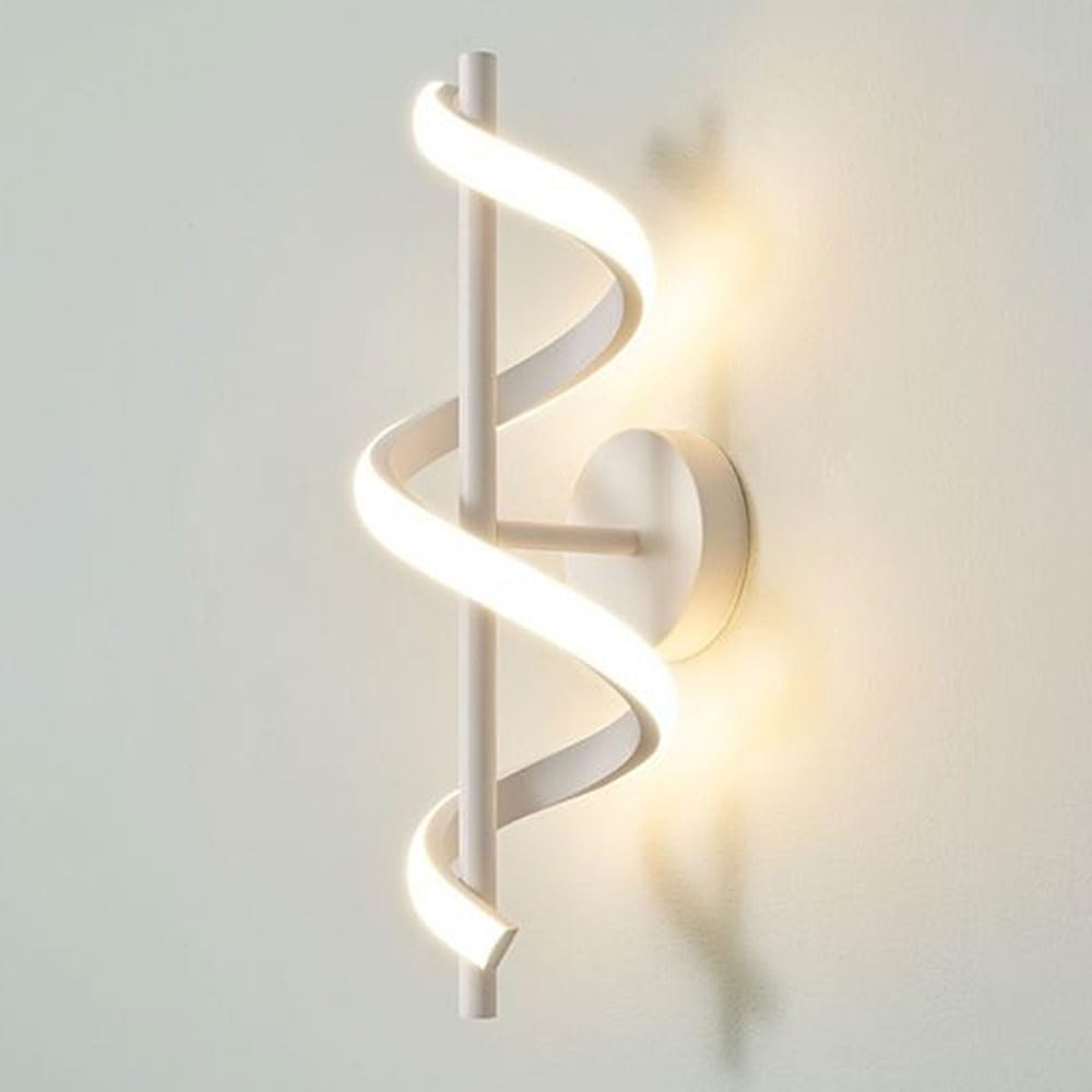 KBUUKYYXouy Linear Wall Light Spiral Design Aluminum Dimming PVC Shade Wall Lantern Light Luxury Bedside Wall Lamp Modern Wall Sconce for Corridor Bedside Living Room Terrace 12W(White,White Light)