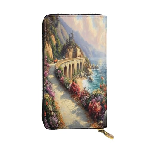 The Road to Wonderland Premium Leather Wallet with Metal Zipper, Multiple Card Slots Cash Pockets, ideal Gift for Her or Him