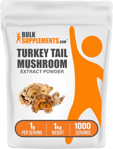 BulkSupplements.com Turkey Tail Mushroom Extract Powder - Coriolus Versicolor Extract Mushroom Supplement - Vegan & Gluten Free 1g per Serving 1kg (2.2 lbs) (Pack of 1)