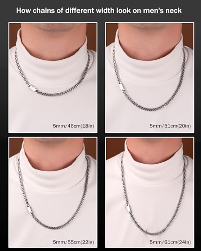 Cuban Link Chain for Men 5mm 18K Gold Plated Gold Silver Mens Necklace, 316L Stainless Steel Miami Curb Chain 18 20 22 24 Inch, Durable Waterproof Hip Hop Jewelry Gift for Him, Everyday Wear - Image 5