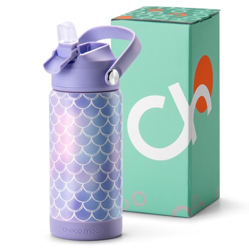Image of Choco Mocha Kids Water Bottle For School, Kids Insulated Water Bottle Stainless Steel, Girls Water Bottle 14Oz,Purple Mermaid