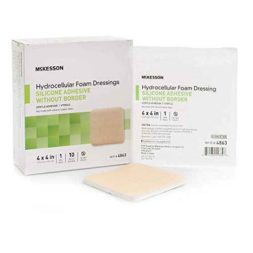 Mckesson Hydrocellular Foam Dressing 4 X 4 Inches Silicone Gel Adhesive Square Bandages - Wound Care Products, 10 Count, 20 Packs, 200 Total #TOP4