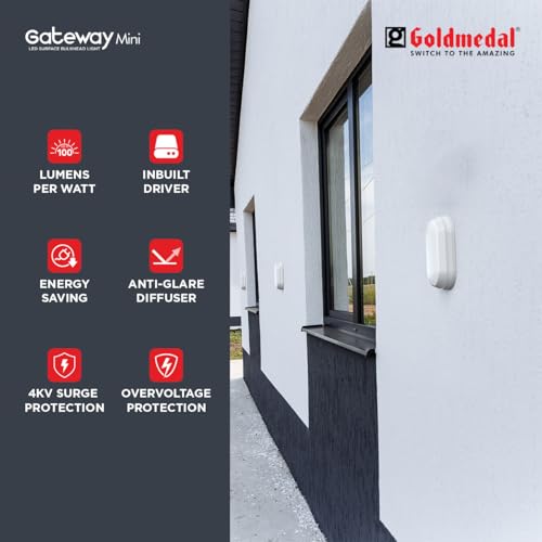 Image of Goldmedal Gatewaymini 10W LED Bulkhead Light-Ellipse Shape-CoolDaylight(6500K)|Suitable for Indoor & Outdoor Use|-Pack of 1