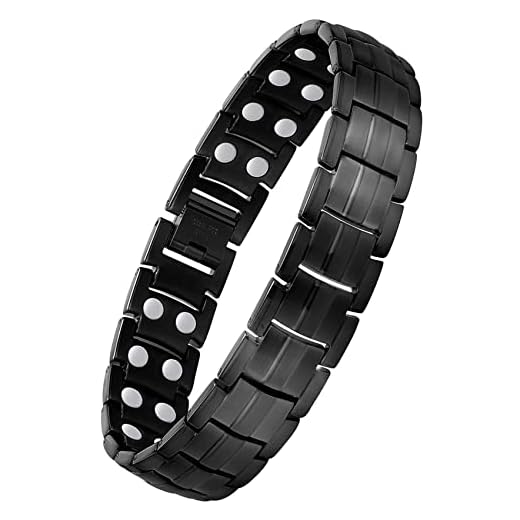 Feraco Titanium Magnetic Bracelet for Men Arthritis Pain Relief Carpal Tunnel Health Double Row Strong Magnets Ultra Strength Magnetic Therapy Bracelet, Lightweight Durable Pure Titanium Bracelet
