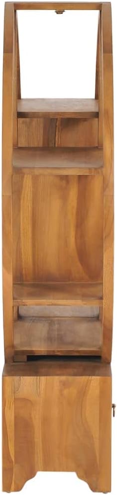 Cabinet with Yin Yang Shelf Solid Teak Wood Storage Cabinet Medium Size 39.4 x 10.2 x 44.1 Inches Indoor Storage Locker with 3 Drawers and 5 Shelves for Home Living Room Organization