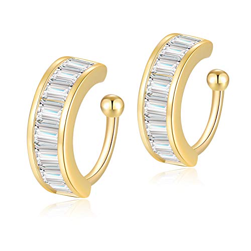 Jewlpire Ear Cuff 925 Sterling Silver Earrings for Women Girls-18K Gold Hypoallergenic Ear Cuffs for Women Dainty Diamond Earrings for Women-Ear Cuffs for Women Non Piercing-Clip on Earrings for Women