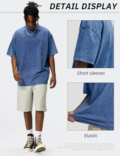 Image of Arssm Men Oversized T Shirts Vintage Tee Loose Fit Short Sleeve Casual Streetwear Baggy Washed Unisex Tops