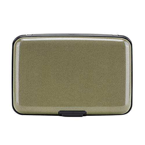 Image of Elfish RFID Blocking Credit Card Protector Aluminum ID Case Hard Shell Business Card Holders Metal Wallet for Men or Women, Army green,